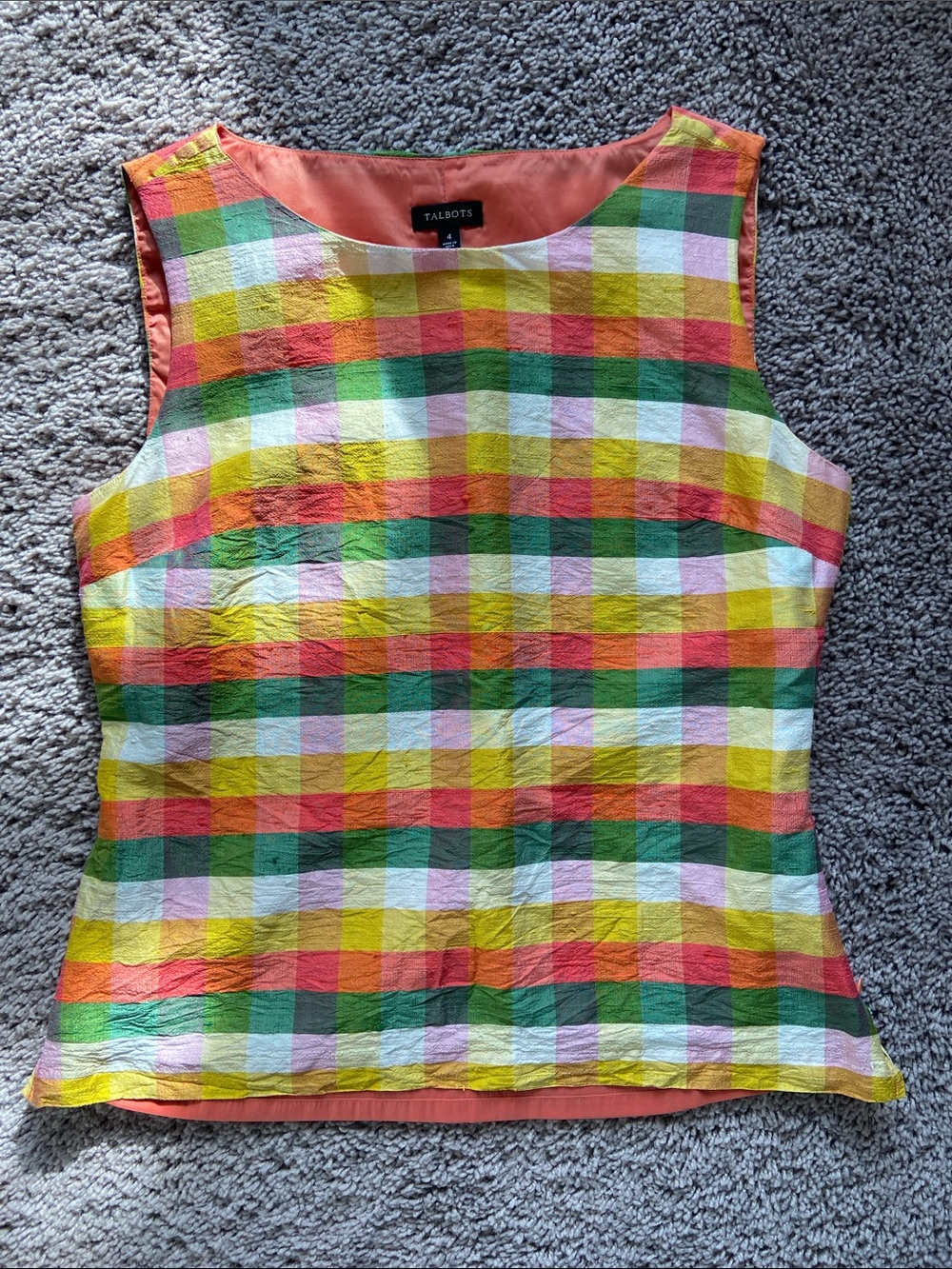 Talbots Multicolor Plaid Sleeveless Top Size 4